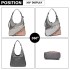 LH6810 - Miss Lulu Beaded Colour Block Hobo Shoulder Bag - Light Grey